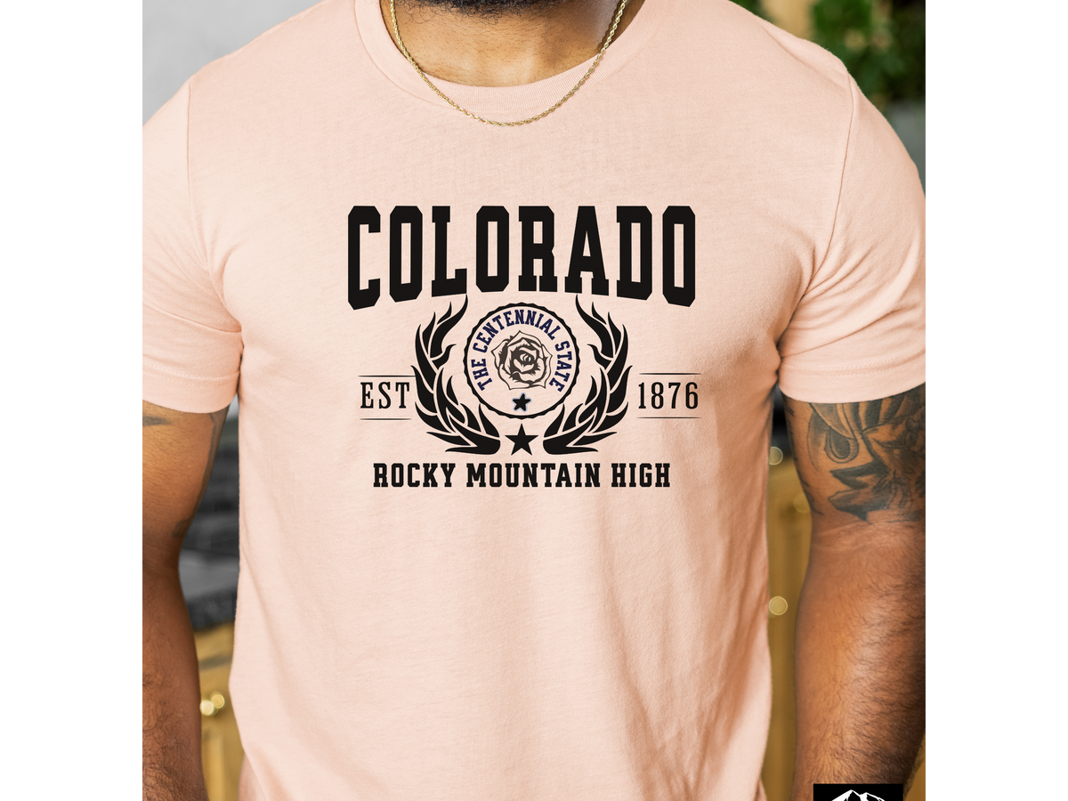 Colorado Unisex Collegiate State T Shirt Vintage College Style Colorado Graphic Tee Rocky Mountain State Pride Shirt