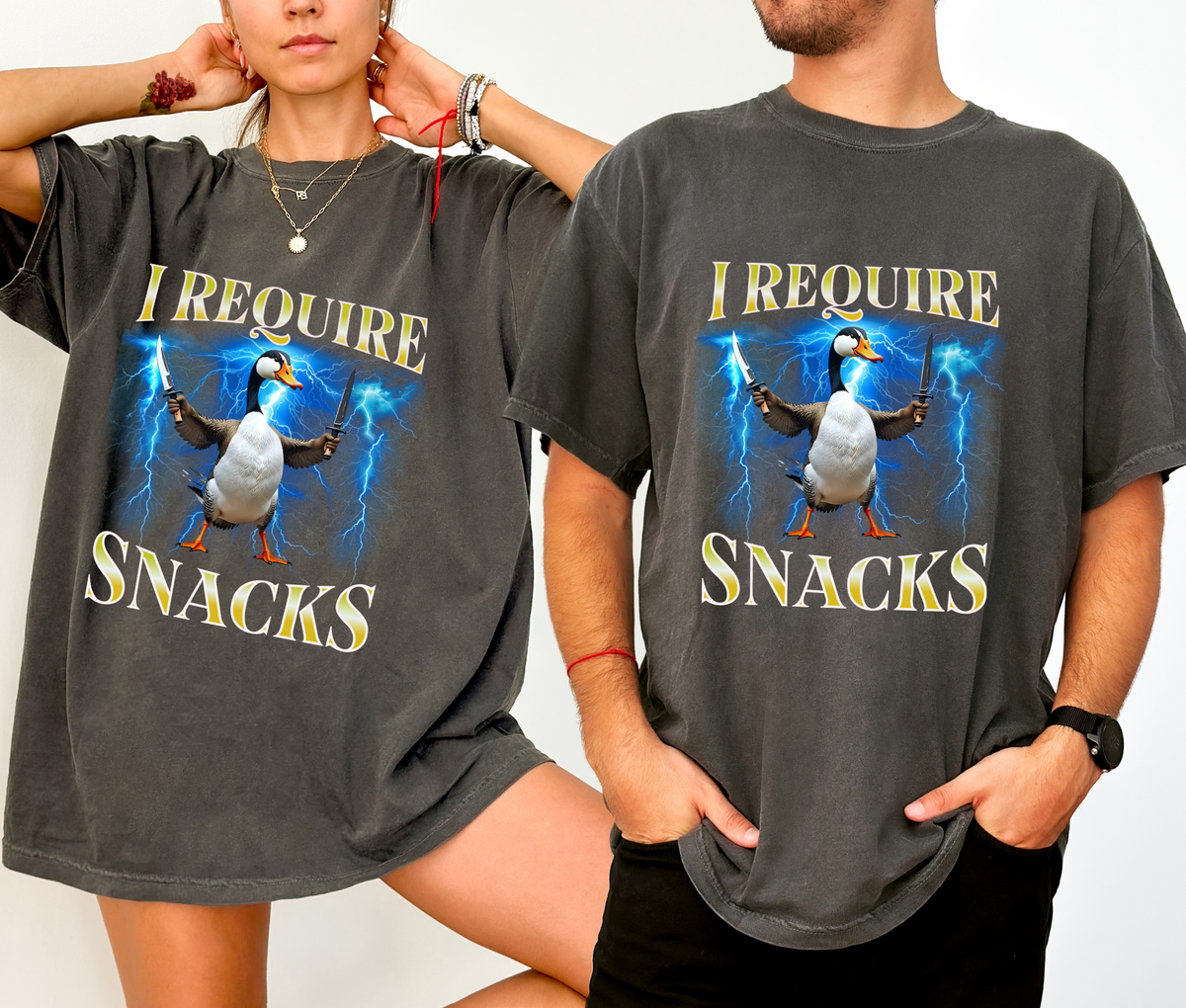 Comfort Colors Goose "I REQUIRE SNACKS" Funny T-Shirt