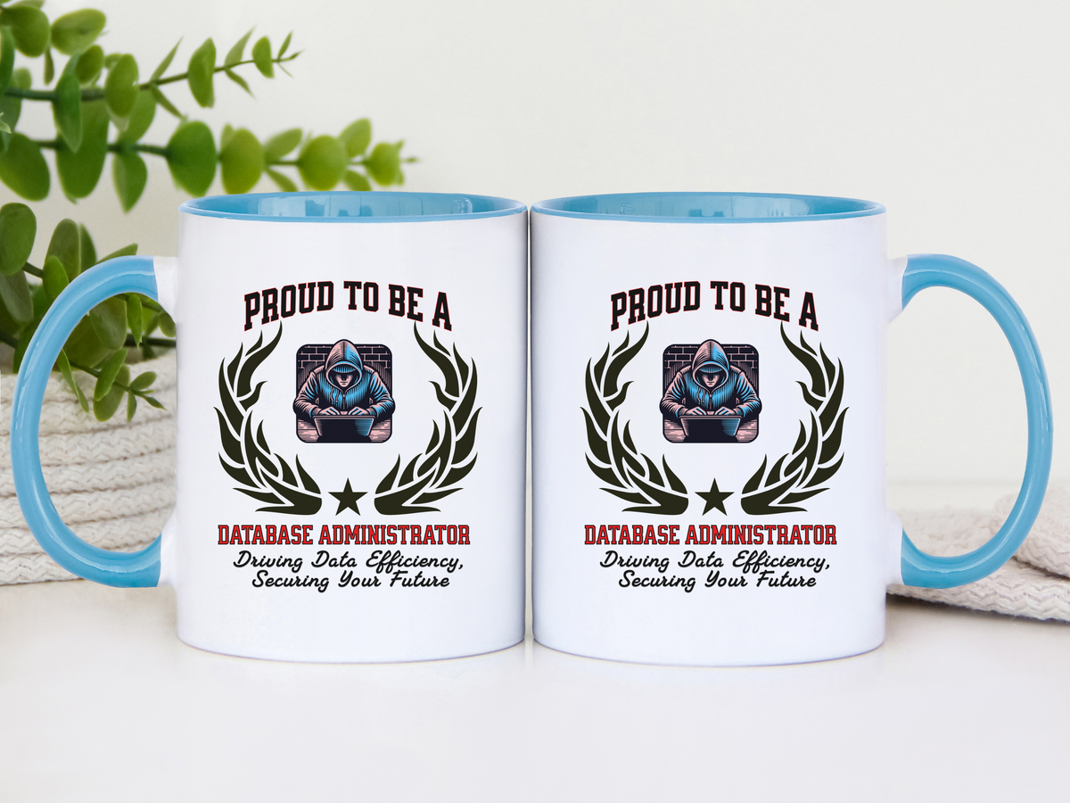 PROUD TO BE A DATABASE ADMINISTRATOR Accent Coffee Mug – “Securing Data, Empowering Decisions” – Tech Gift for DBAs & IT Pros by New Edge Gifts and Novelties