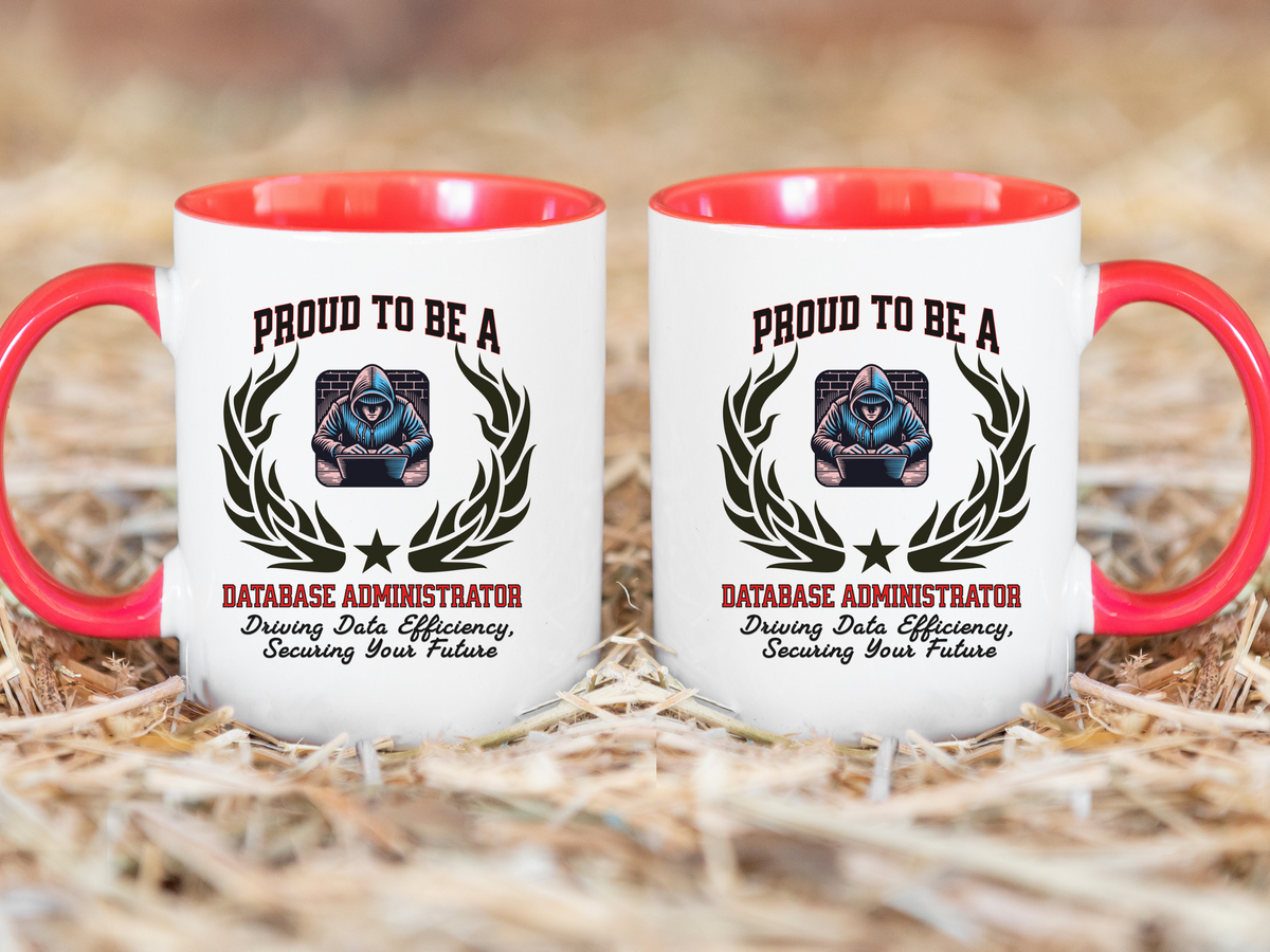 PROUD TO BE A DATABASE ADMINISTRATOR Accent Coffee Mug – “Securing Data, Empowering Decisions” – Tech Gift for DBAs & IT Pros by New Edge Gifts and Novelties