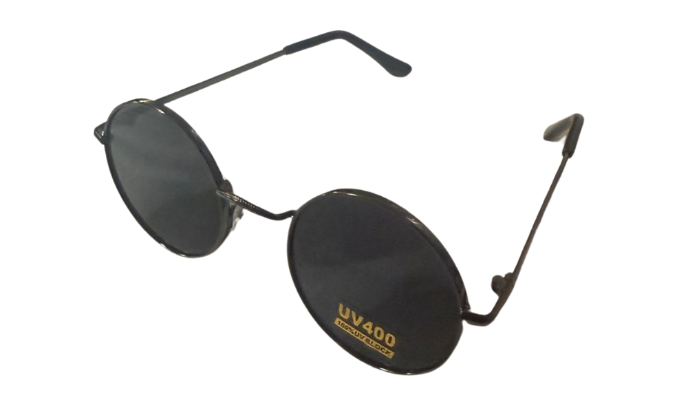 Deal-MET-701 Round Metal Sunglasses – UV400 Black Lens Retro Vintage Shades, Lightweight Wire Frame Unisex Fashion Eyewear