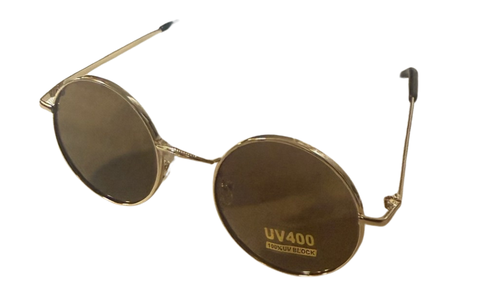 Deal-MET-701 Round Metal Sunglasses – UV400 Black Lens Retro Vintage Shades, Lightweight Wire Frame Unisex Fashion Eyewear