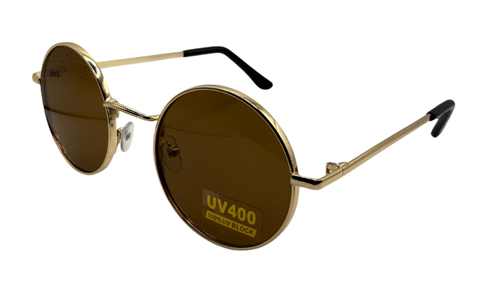 Deal-MET-701 Round Metal Sunglasses – UV400 Black Lens Retro Vintage Shades, Lightweight Wire Frame Unisex Fashion Eyewear