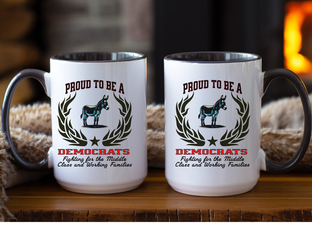 PROUD TO BE A DEMOCRAT Accent Coffee Mug – “Fighting for the Middle Class and Working Families” – Political Pride Gift by New Edge Gifts and Novelties