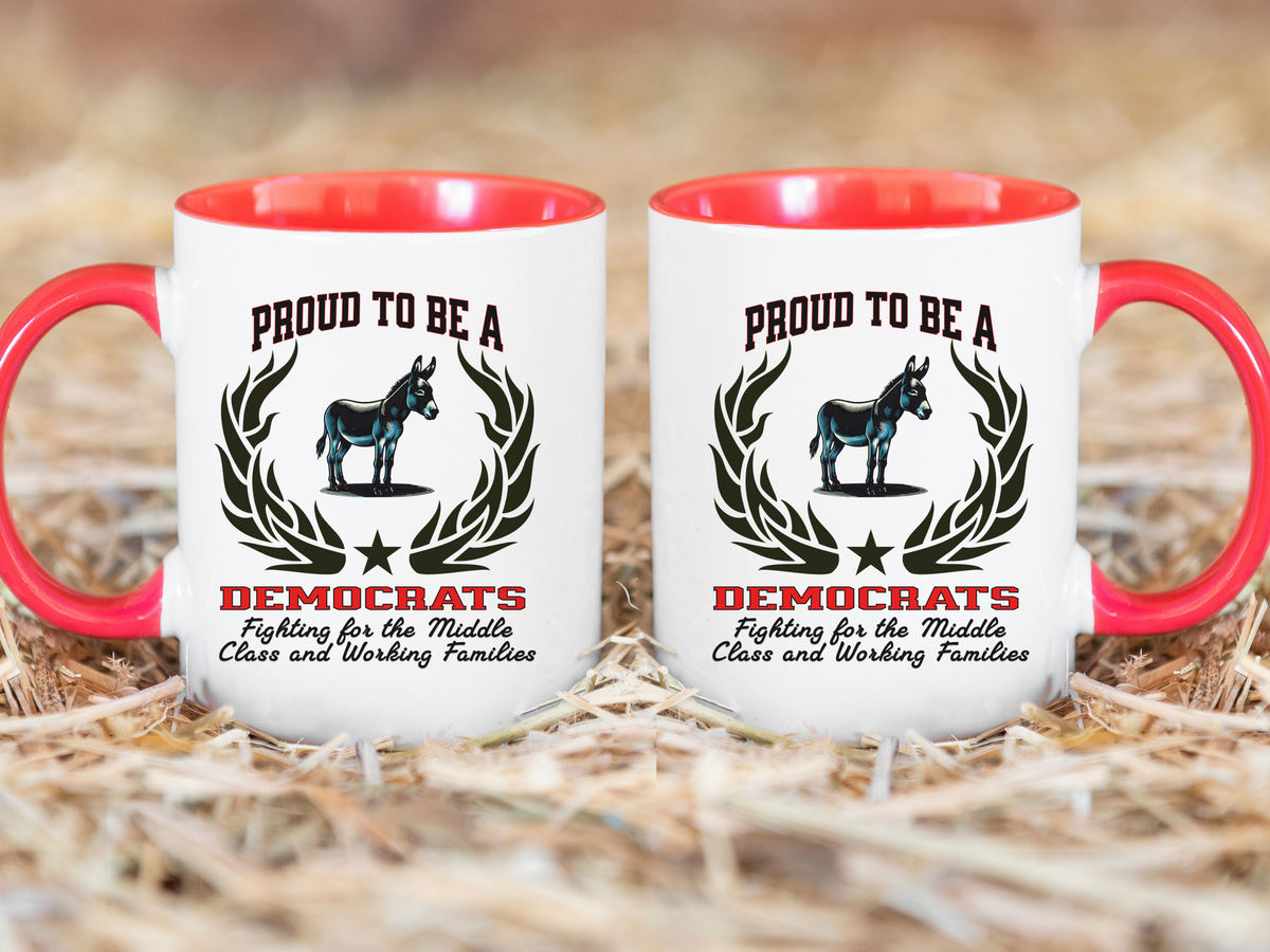 PROUD TO BE A DEMOCRAT Accent Coffee Mug – “Fighting for the Middle Class and Working Families” – Political Pride Gift by New Edge Gifts and Novelties