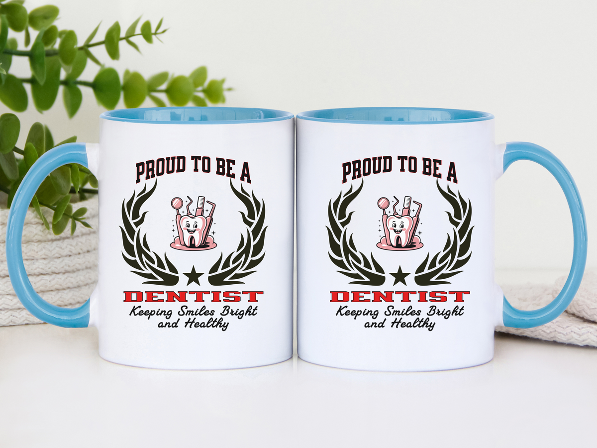 PROUD TO BE A DENTIST Accent Coffee Mug – “Keeping Smiles Bright and Healthy” – Dentist Gift by New Edge Gifts and Novelties