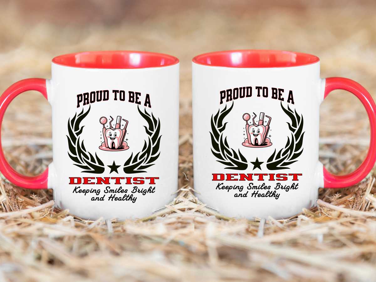 PROUD TO BE A DENTIST Accent Coffee Mug – “Keeping Smiles Bright and Healthy” – Dentist Gift by New Edge Gifts and Novelties