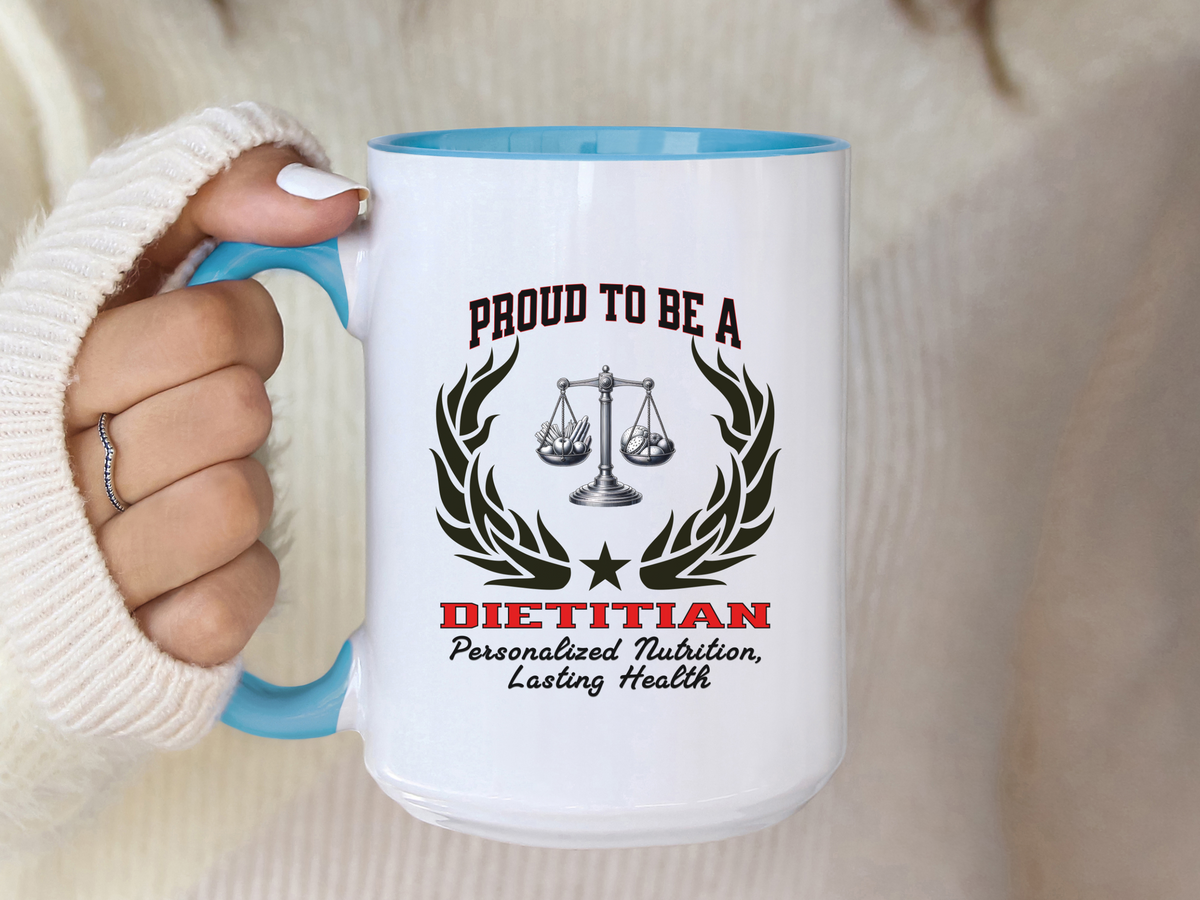 PROUD TO BE A DIETITIAN Accent Coffee Mug – “Personalized Nutrition, Lasting Health” – Nutritionist Gift by New Edge Gifts and Novelties