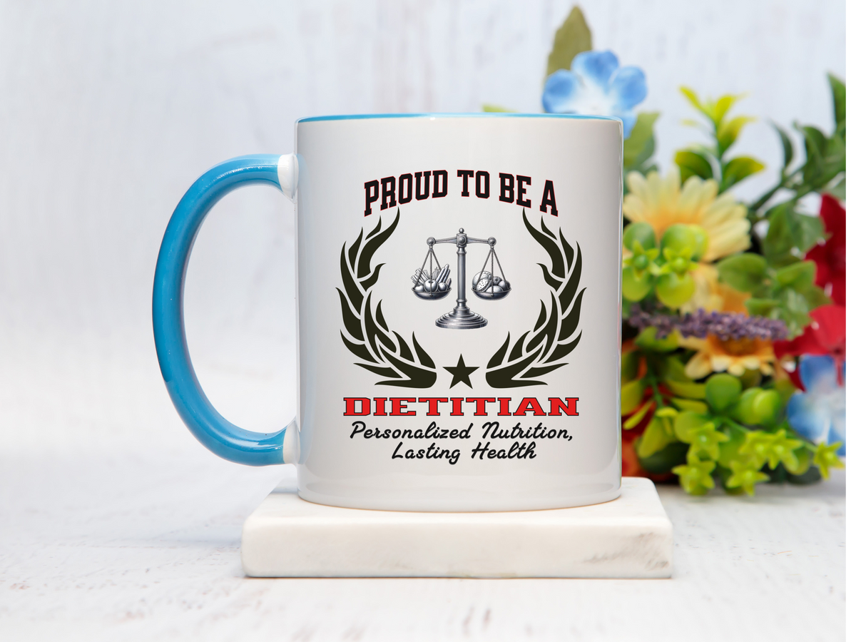 PROUD TO BE A DIETITIAN Accent Coffee Mug – “Personalized Nutrition, Lasting Health” – Nutritionist Gift by New Edge Gifts and Novelties