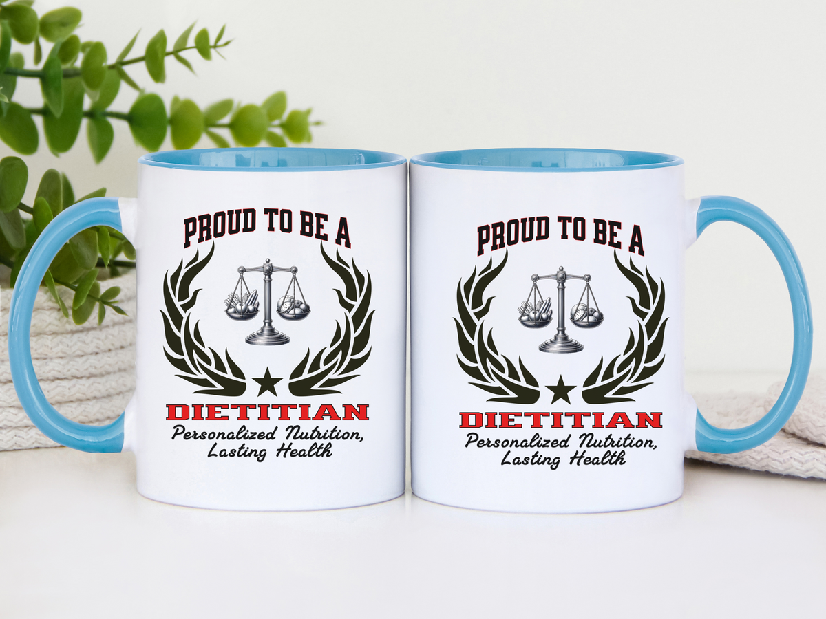PROUD TO BE A DIETITIAN Accent Coffee Mug – “Personalized Nutrition, Lasting Health” – Nutritionist Gift by New Edge Gifts and Novelties