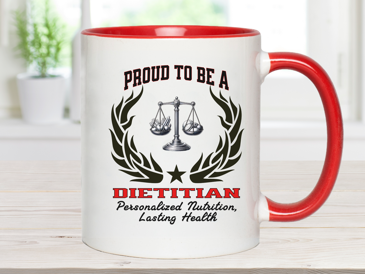 PROUD TO BE A DIETITIAN Accent Coffee Mug – “Personalized Nutrition, Lasting Health” – Nutritionist Gift by New Edge Gifts and Novelties