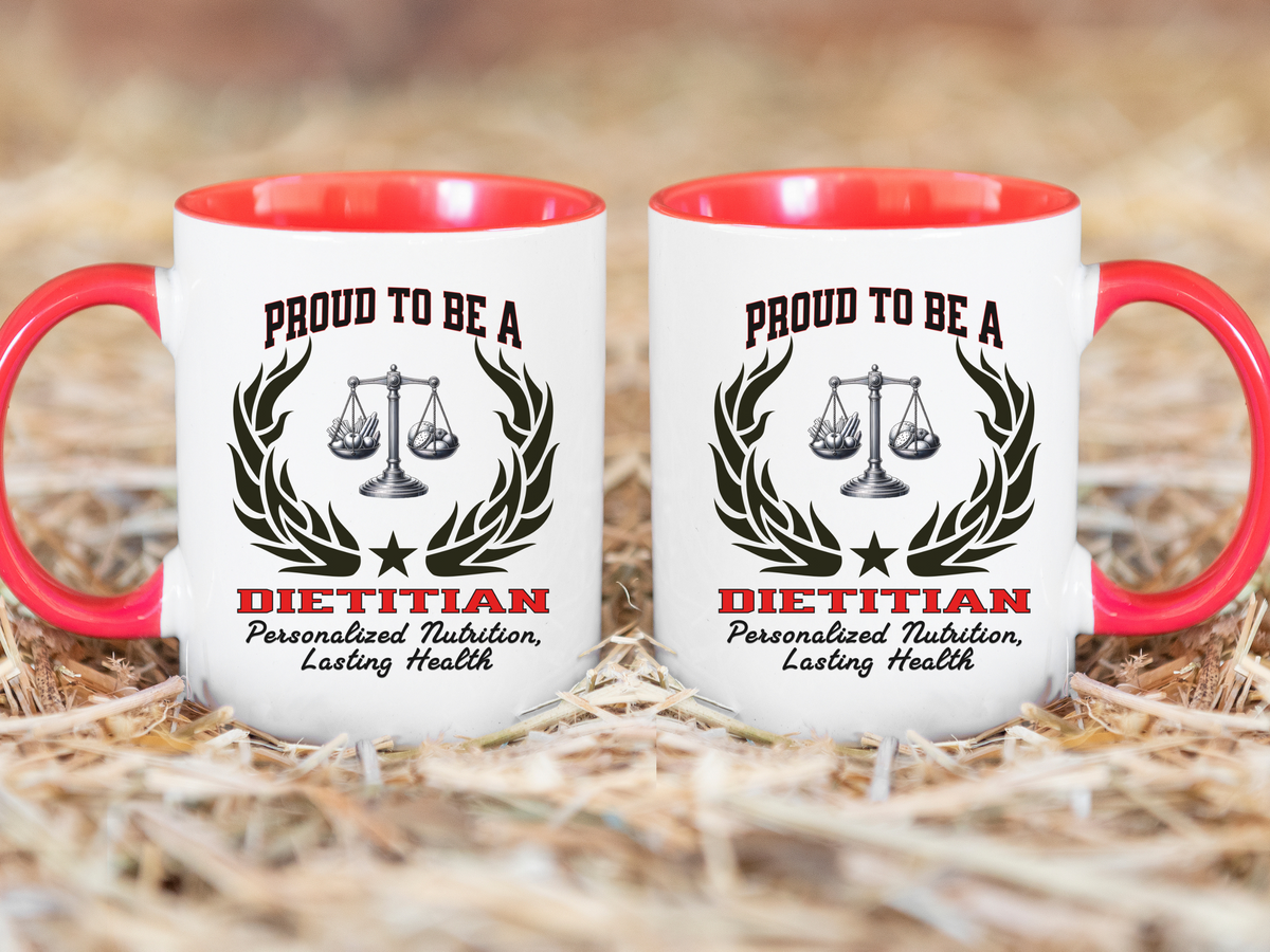 PROUD TO BE A DIETITIAN Accent Coffee Mug – “Personalized Nutrition, Lasting Health” – Nutritionist Gift by New Edge Gifts and Novelties