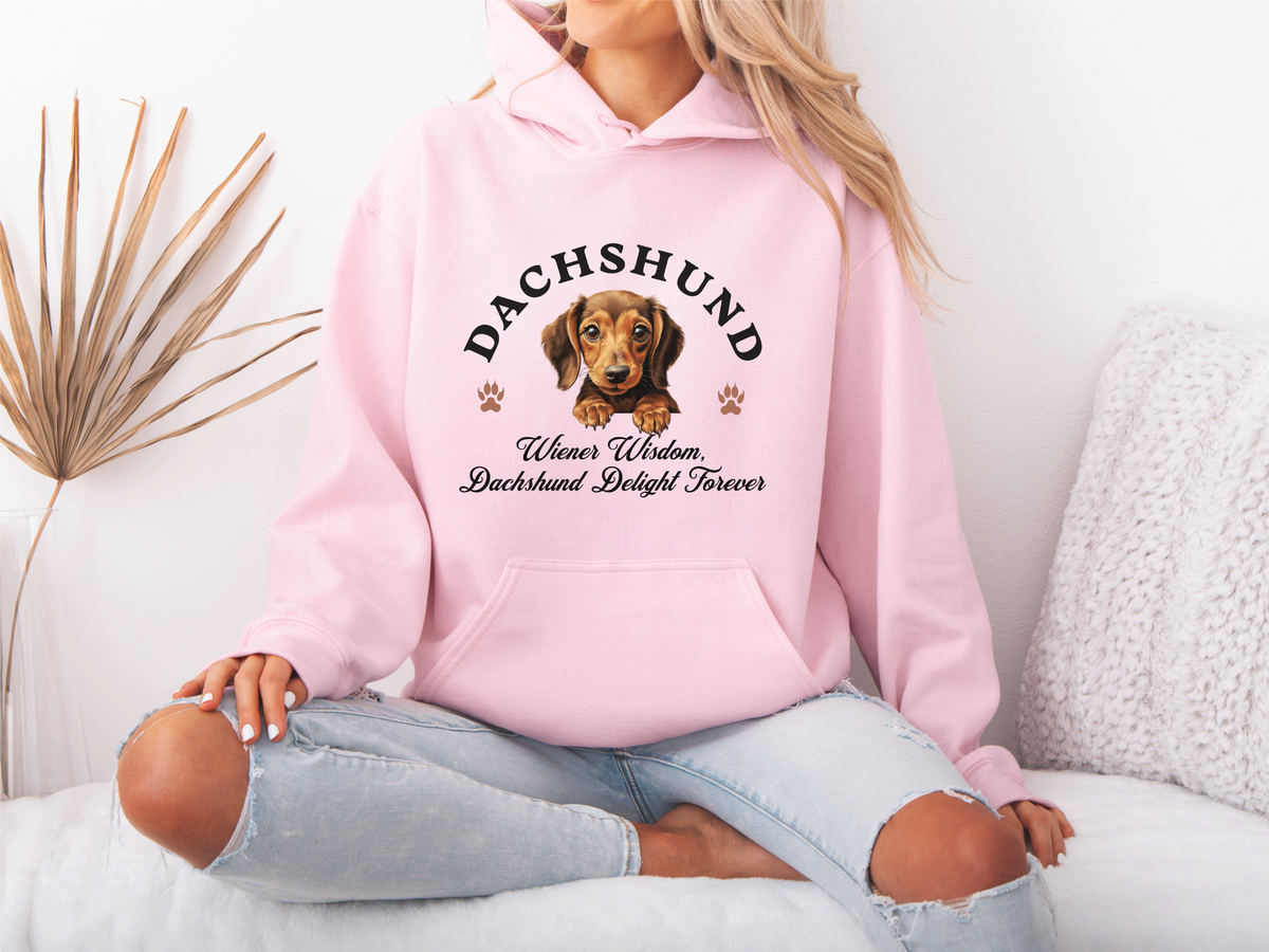 Dachshund Dog Hoodie – "Wiener Wisdom, Dachshund Delight Forever" | Unisex Cozy Hoodie for Long & Loyal Companions