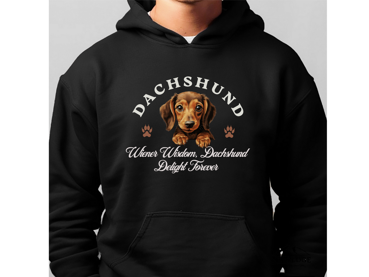Dachshund Dog Hoodie – "Wiener Wisdom, Dachshund Delight Forever" | Unisex Cozy Hoodie for Long & Loyal Companions