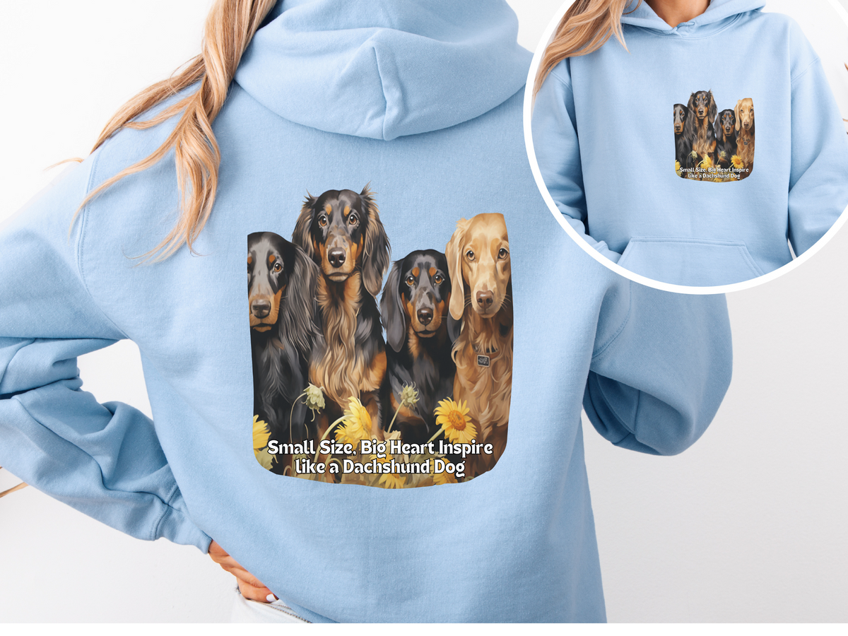 Dachshund & Sunflower Unisex Hoodie – Small Paws, Big Impact! Inspire Like a Wiener Dog