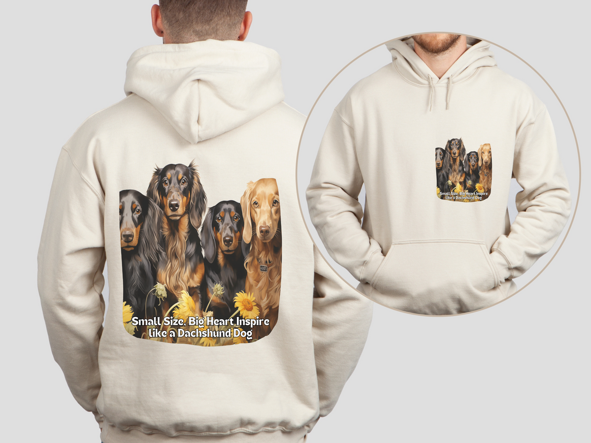 Dachshund & Sunflower Unisex Hoodie – Small Paws, Big Impact! Inspire Like a Wiener Dog