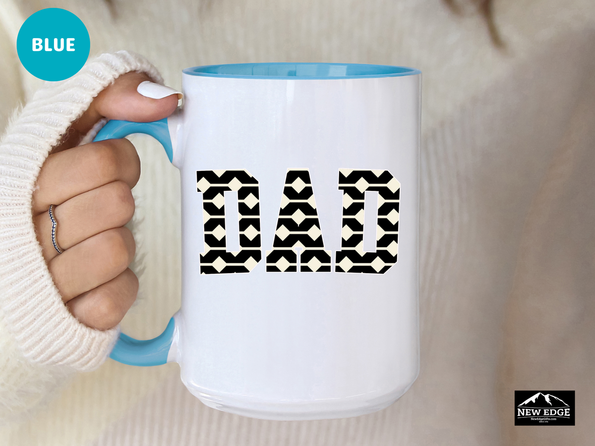 Dad Accent Mug – 11 oz & 15 oz – Black & Cream Ceramic Coffee Cup – Ideal Father’s Day or Everyday Gift