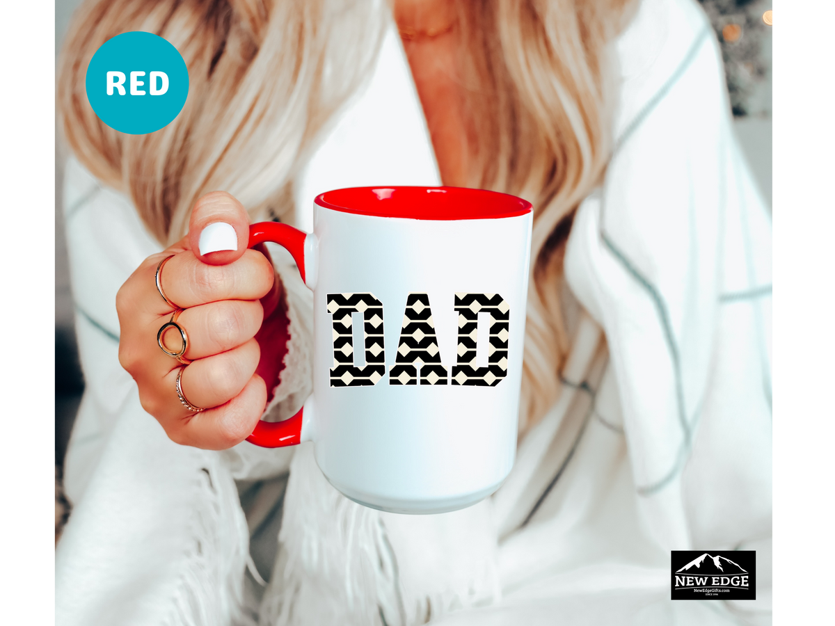 Dad Accent Mug – 11 oz & 15 oz – Black & Cream Ceramic Coffee Cup – Ideal Father’s Day or Everyday Gift