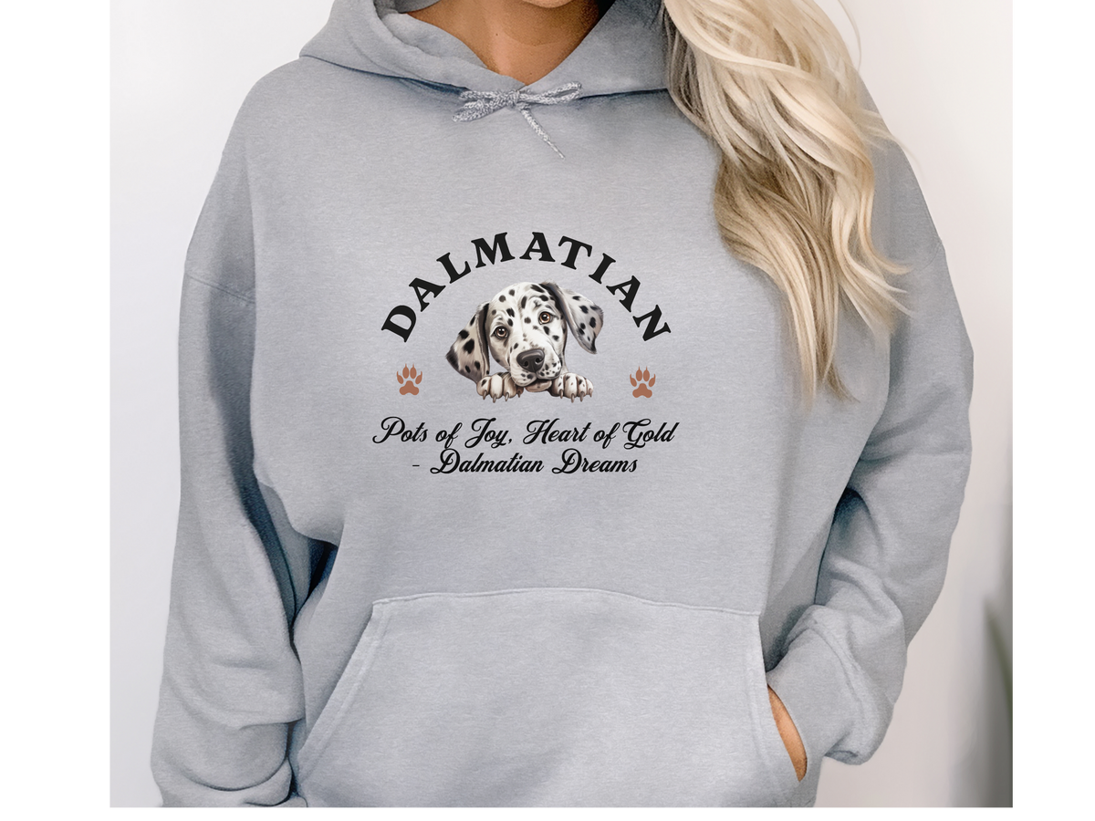 Dalmatian Dog Hoodie – "Spots of Joy, Heart of Gold – Dalmatian Dreams" | Unisex Cozy Hoodie for Playful & Loyal Pups