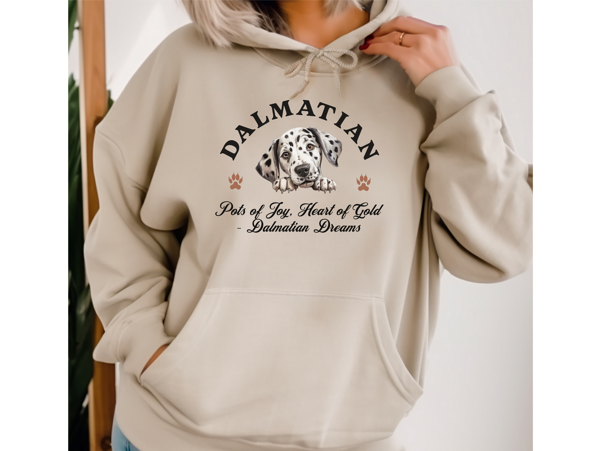 Dalmatian Dog Hoodie – "Spots of Joy, Heart of Gold – Dalmatian Dreams" | Unisex Cozy Hoodie for Playful & Loyal Pups