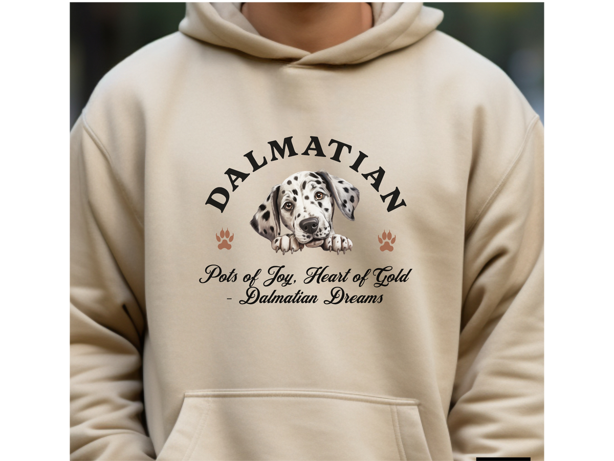 Dalmatian Dog Hoodie – "Spots of Joy, Heart of Gold – Dalmatian Dreams" | Unisex Cozy Hoodie for Playful & Loyal Pups