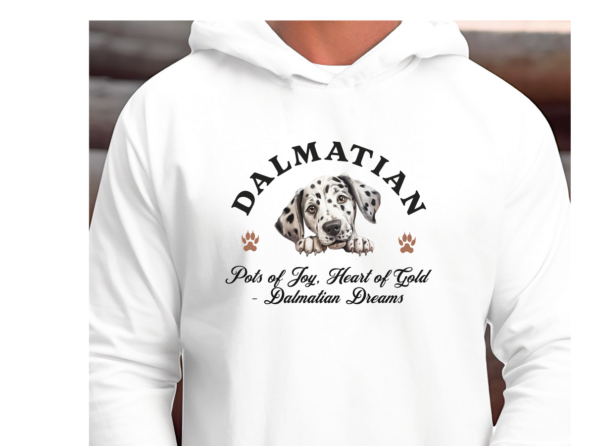 Dalmatian Dog Hoodie – "Spots of Joy, Heart of Gold – Dalmatian Dreams" | Unisex Cozy Hoodie for Playful & Loyal Pups