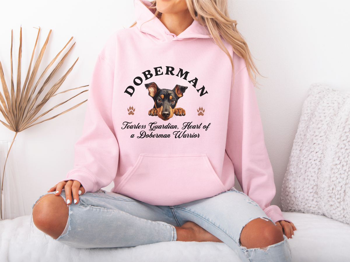 Doberman Dog Hoodie – "Fearless Guardian, Heart of a Doberman Warrior" | Unisex Cozy Hoodie for Loyal & Brave Companions