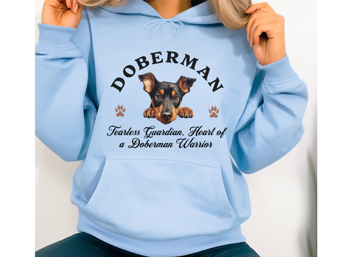 Doberman Dog Hoodie – "Fearless Guardian, Heart of a Doberman Warrior" | Unisex Cozy Hoodie for Loyal & Brave Companions