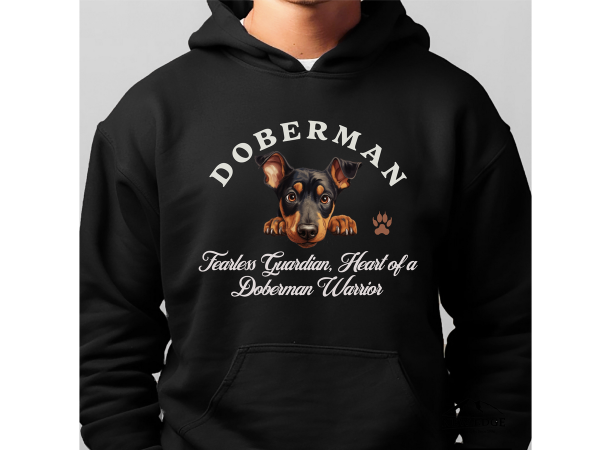 Doberman Dog Hoodie – "Fearless Guardian, Heart of a Doberman Warrior" | Unisex Cozy Hoodie for Loyal & Brave Companions