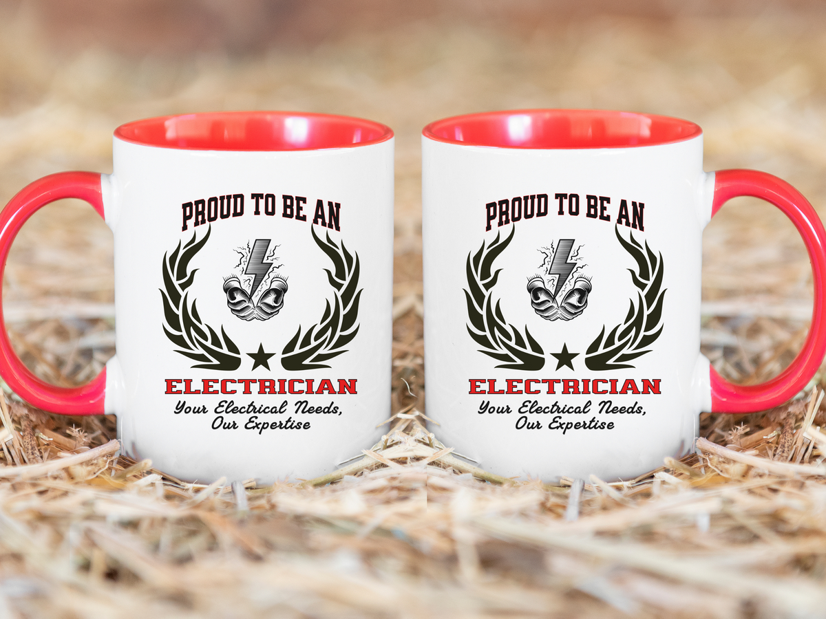 PROUD TO BE AN ELECTRICIAN Accent Coffee Mug – “Your Electrical Needs, Our Expertise” – Tradesman Gift by New Edge Gifts and Novelties