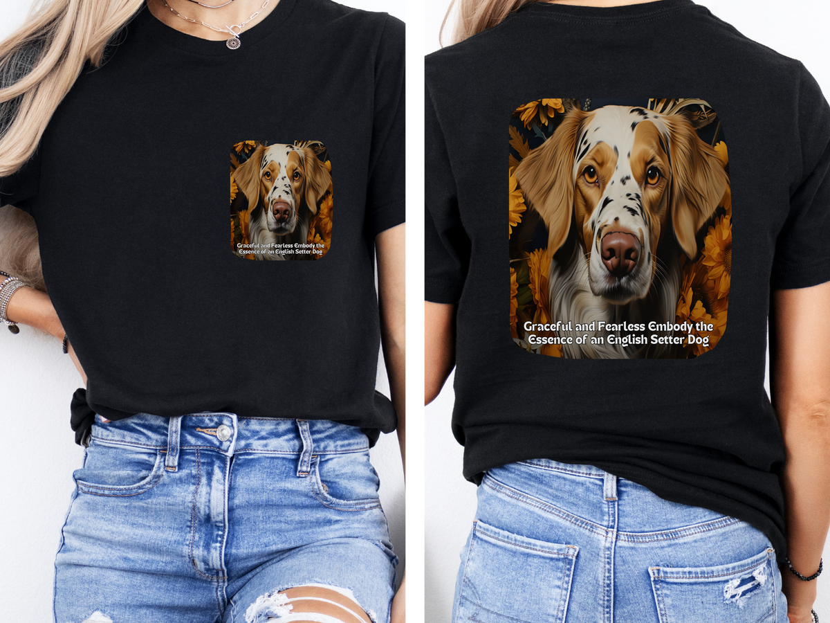 English Setter Sunflower Tee – 'Graceful & Fearless' Front & Back Design