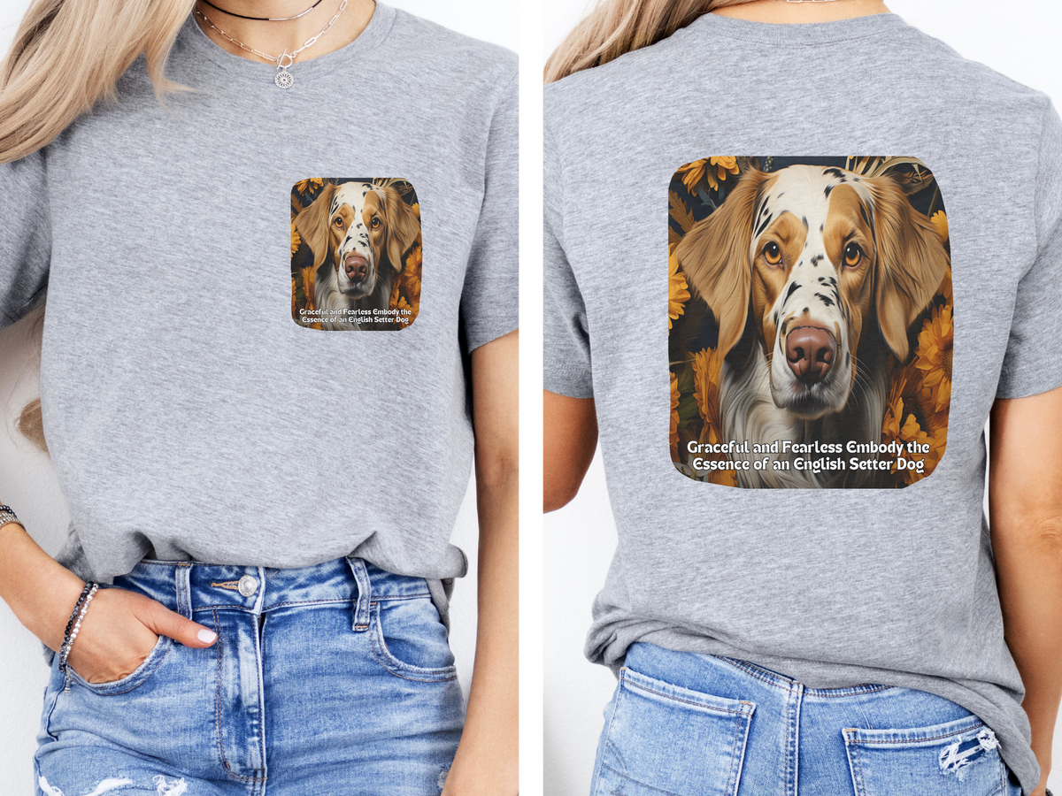 English Setter Sunflower Tee – 'Graceful & Fearless' Front & Back Design