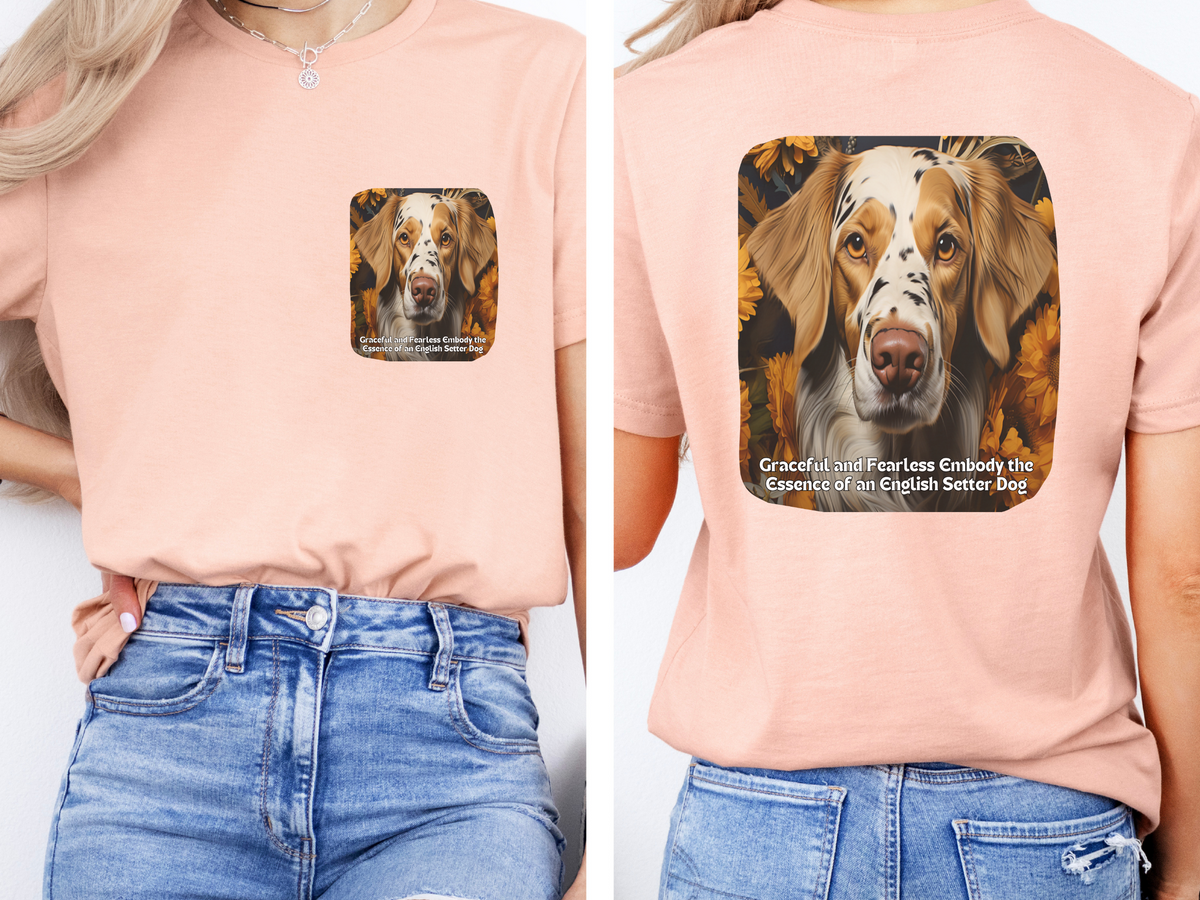 English Setter Sunflower Tee – 'Graceful & Fearless' Front & Back Design