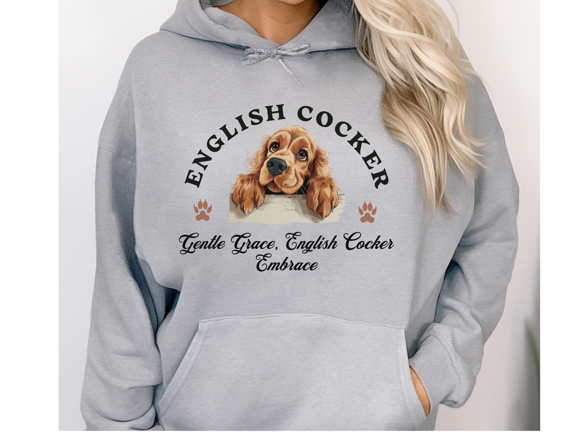 English Cocker Spaniel Dog Hoodie – "Gentle Grace, English Cocker Embrace" | Unisex Cozy Hoodie for Sweet & Stylish Companions