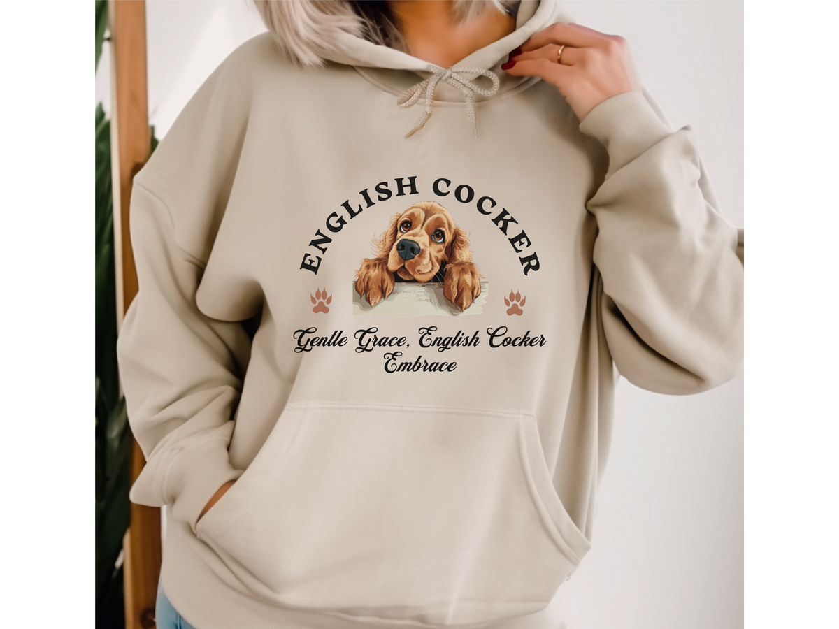 English Cocker Spaniel Dog Hoodie – "Gentle Grace, English Cocker Embrace" | Unisex Cozy Hoodie for Sweet & Stylish Companions