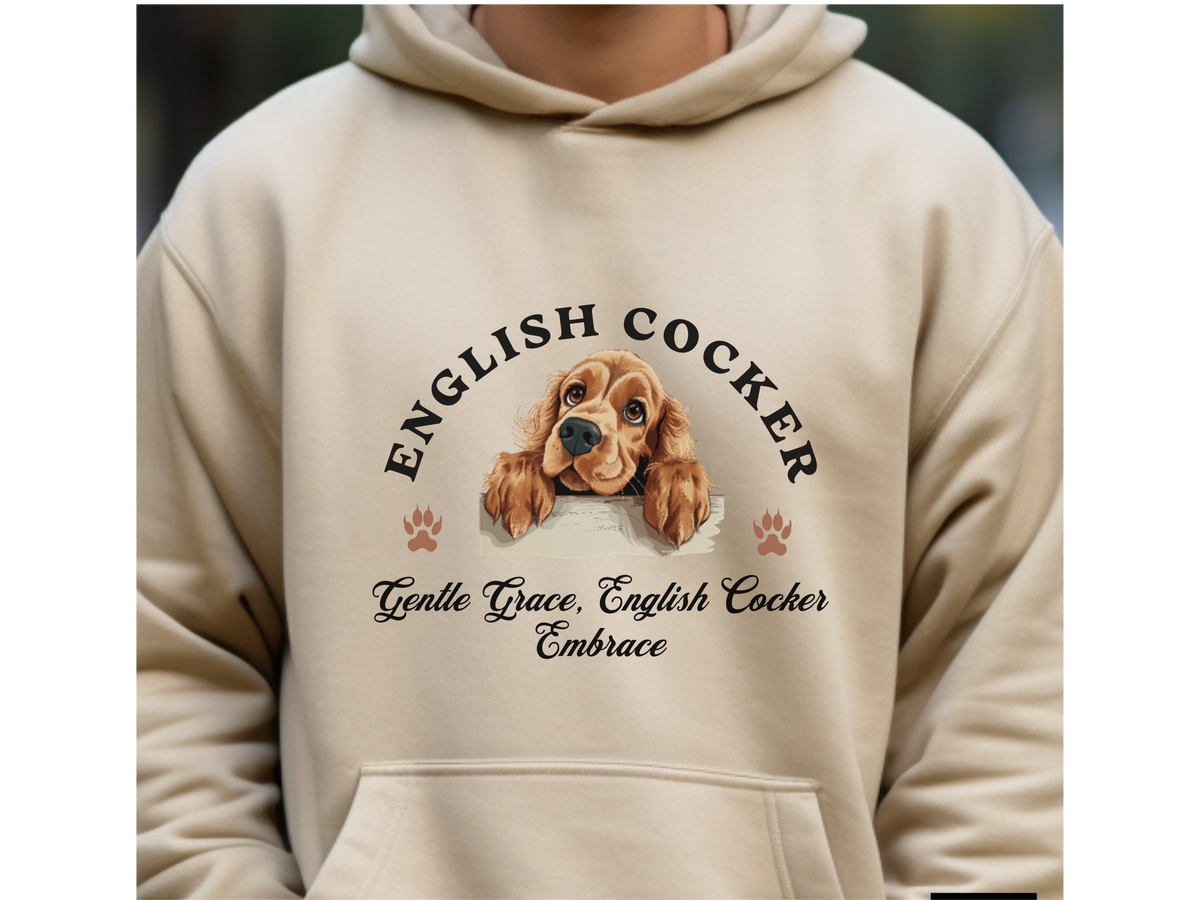 English Cocker Spaniel Dog Hoodie – "Gentle Grace, English Cocker Embrace" | Unisex Cozy Hoodie for Sweet & Stylish Companions