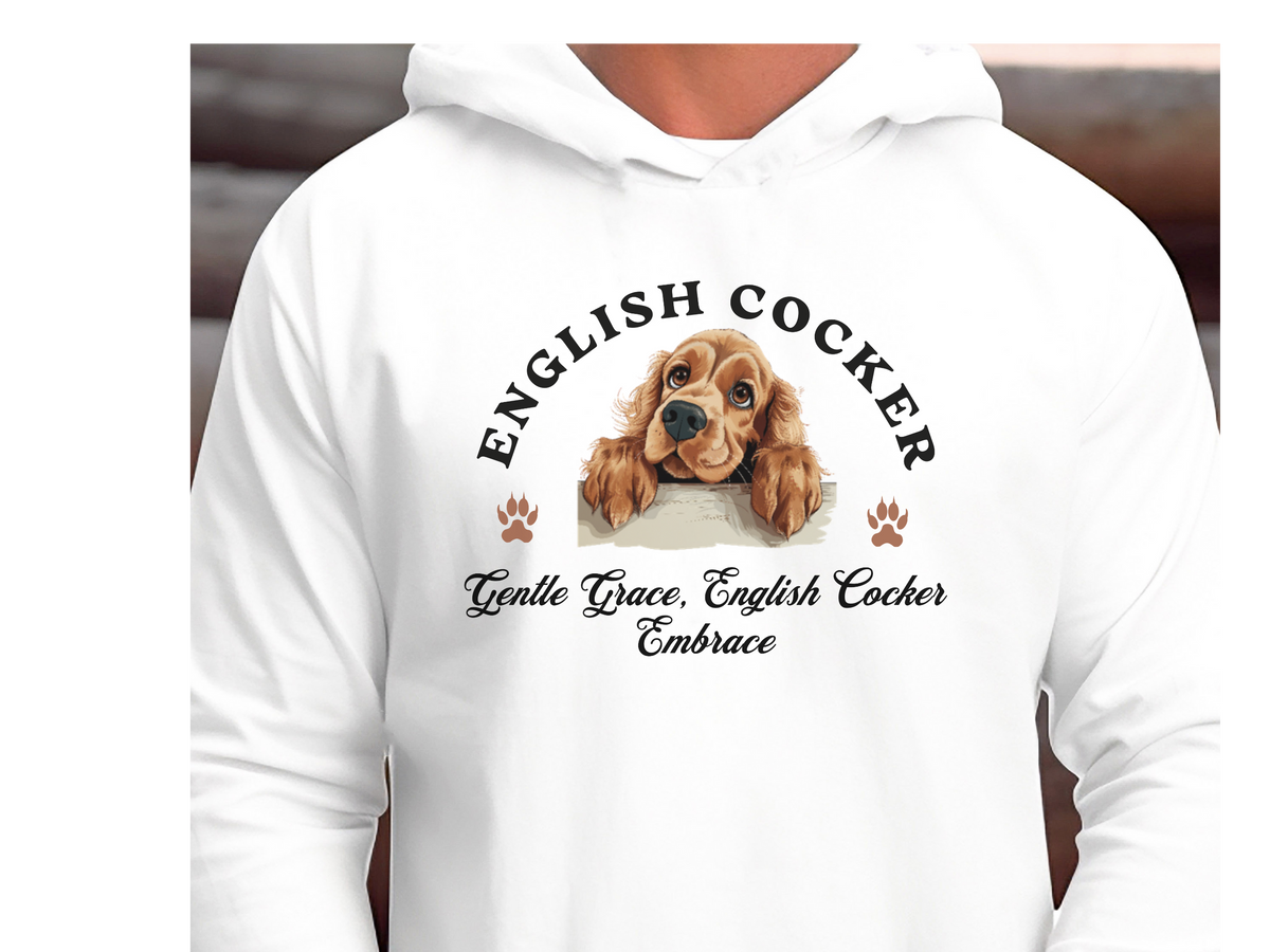 English Cocker Spaniel Dog Hoodie – "Gentle Grace, English Cocker Embrace" | Unisex Cozy Hoodie for Sweet & Stylish Companions