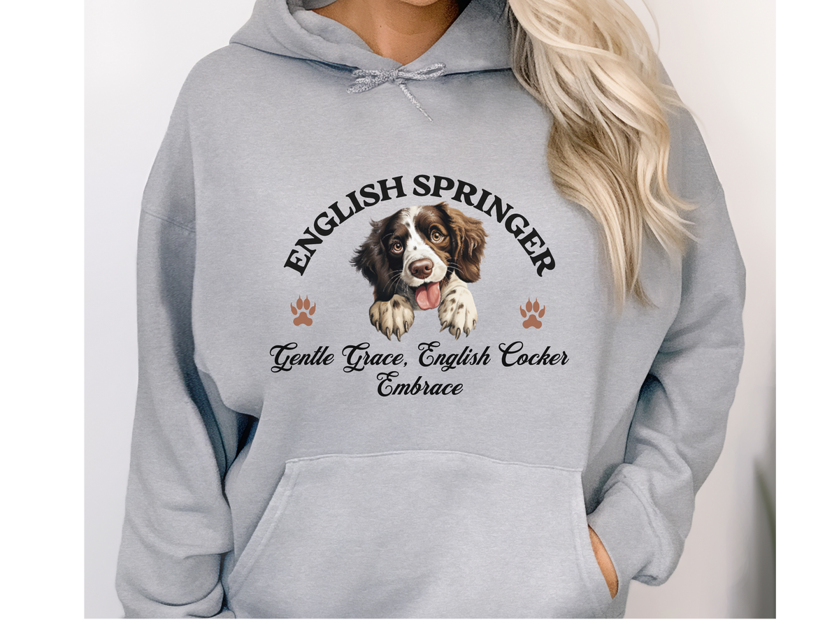 English Springer Spaniel Dog Hoodie – "Energetic Elegance, English Springer Bliss" | Unisex Cozy Hoodie for Spirited & Stylish Pups