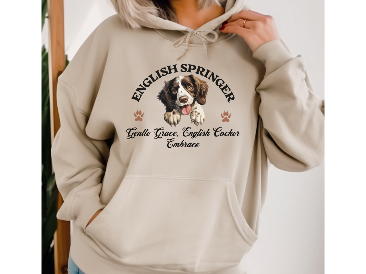 English Springer Spaniel Dog Hoodie – "Energetic Elegance, English Springer Bliss" | Unisex Cozy Hoodie for Spirited & Stylish Pups