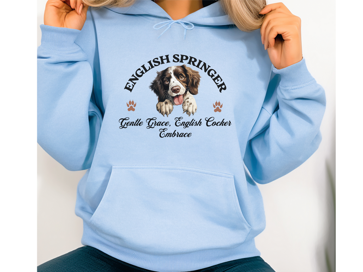 English Springer Spaniel Dog Hoodie – "Energetic Elegance, English Springer Bliss" | Unisex Cozy Hoodie for Spirited & Stylish Pups