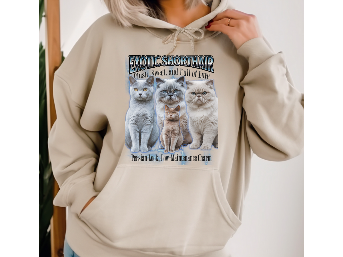 Exotic Shorthair Cat Hoodie – Unisex Bootleg Collage Sweatshirt | Exotic Shorthair Cat