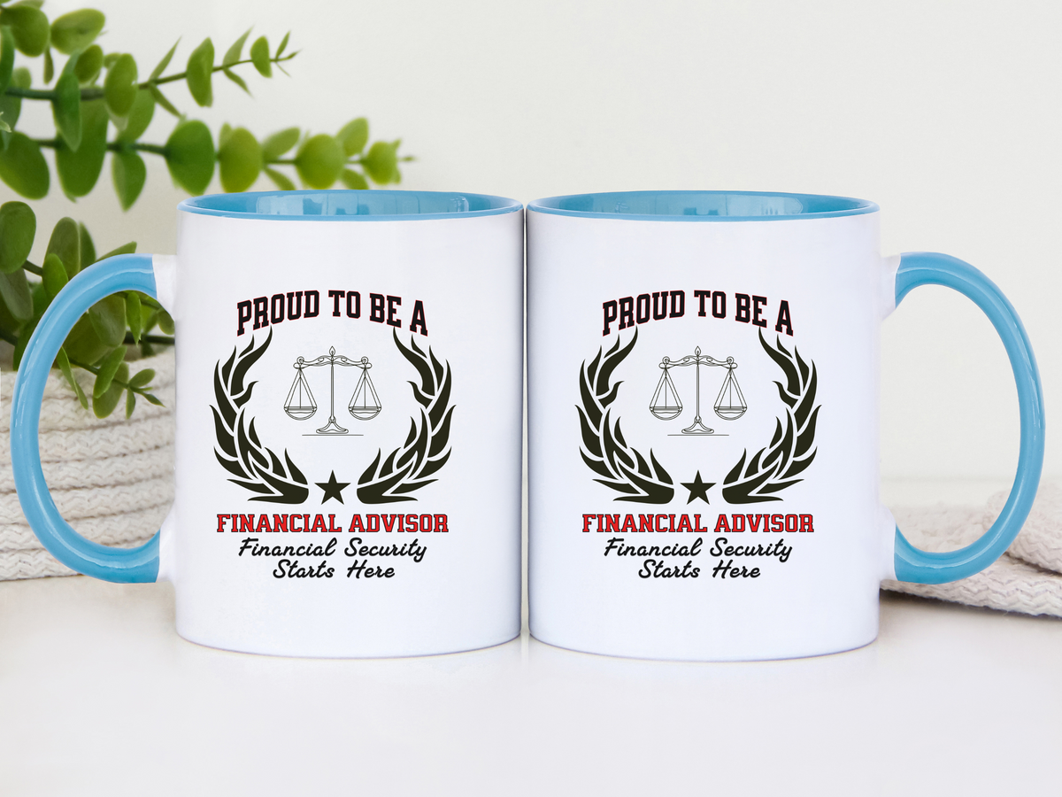 PROUD TO BE A FINANCIAL ADVISOR Accent Coffee Mug – “Financial Security Starts Here” – Finance Professional Gift by New Edge Gifts and Novelties