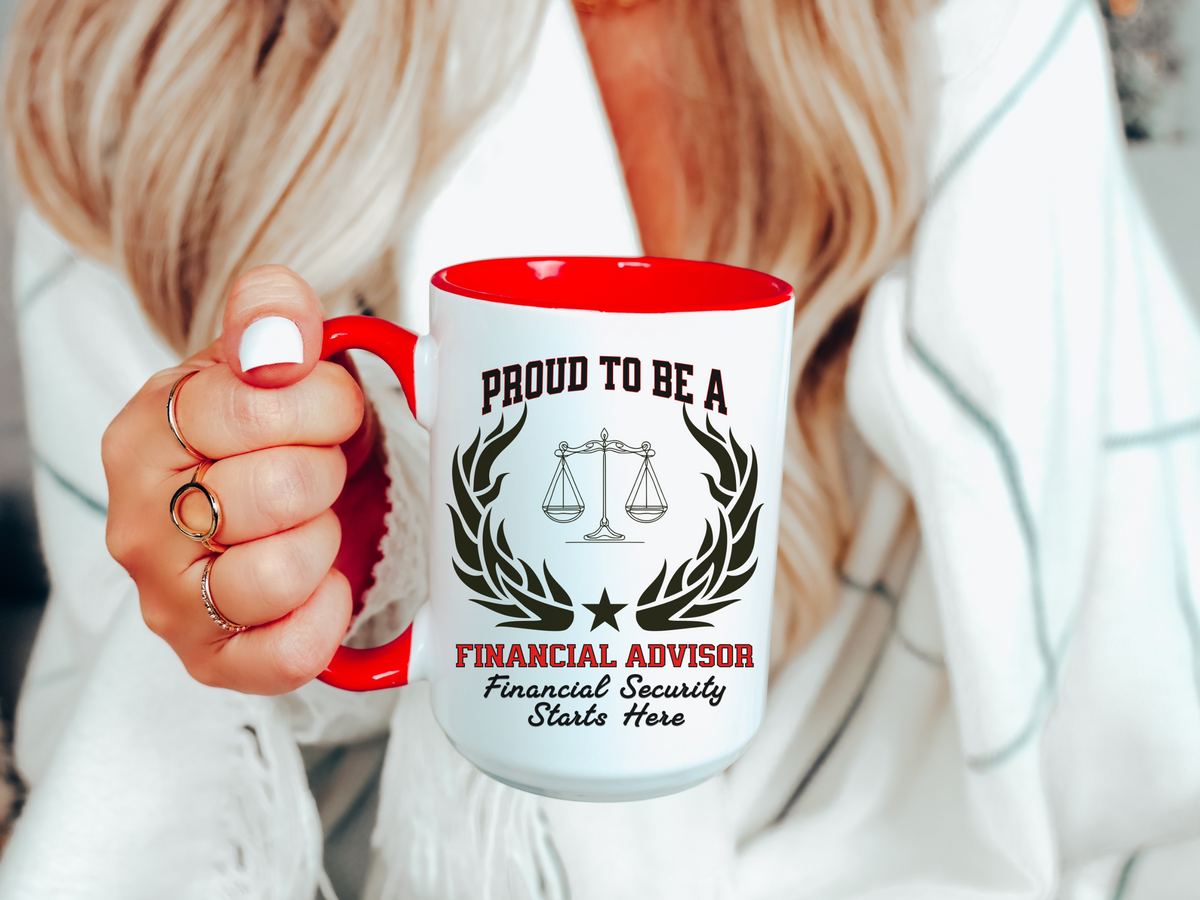 PROUD TO BE A FINANCIAL ADVISOR Accent Coffee Mug – “Financial Security Starts Here” – Finance Professional Gift by New Edge Gifts and Novelties