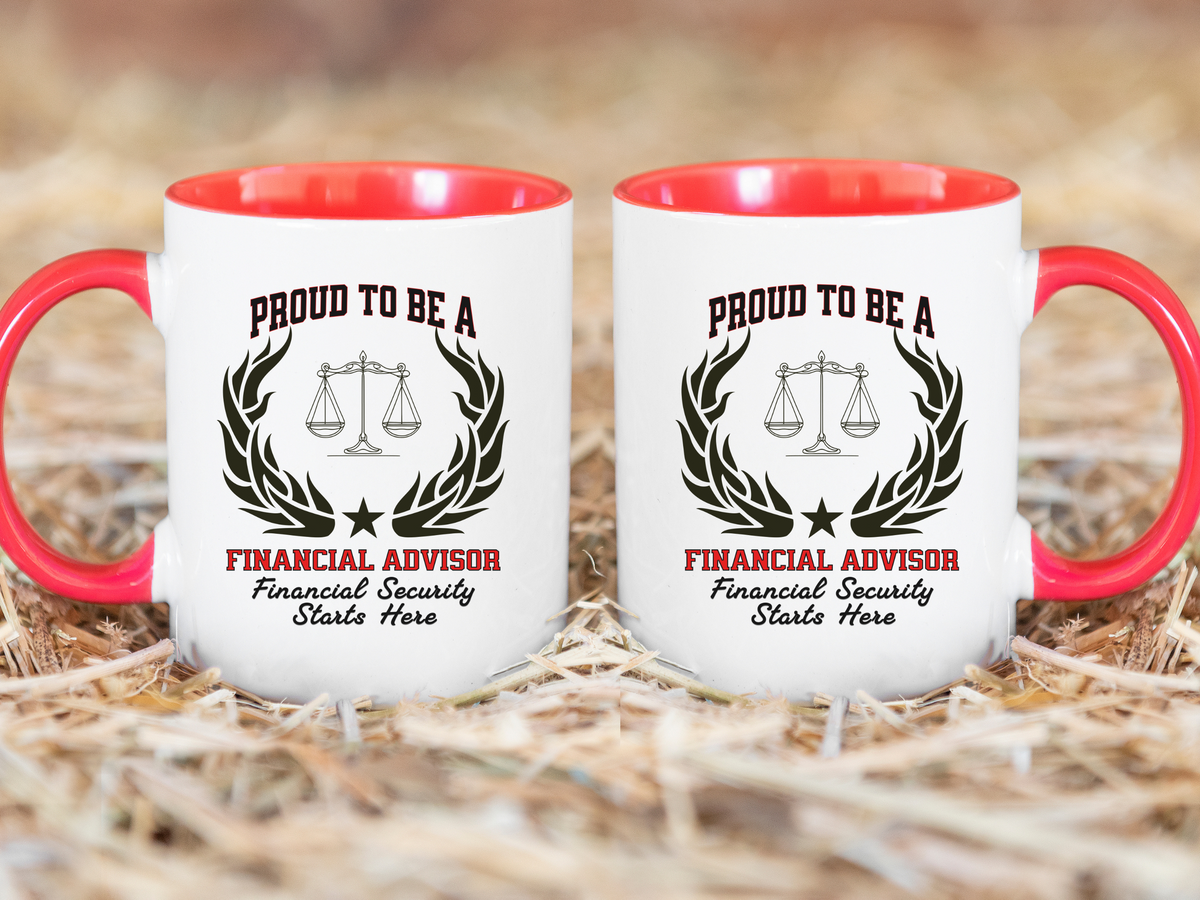 PROUD TO BE A FINANCIAL ADVISOR Accent Coffee Mug – “Financial Security Starts Here” – Finance Professional Gift by New Edge Gifts and Novelties