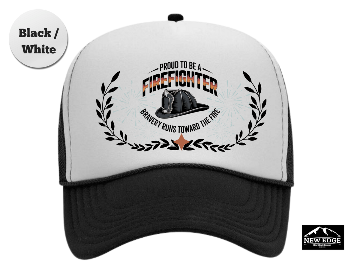 FIREFIGHTER Trucker Hat – Bravery Runs Toward the Fire – Bold Hero Mesh Cap for First Responders & Firemen