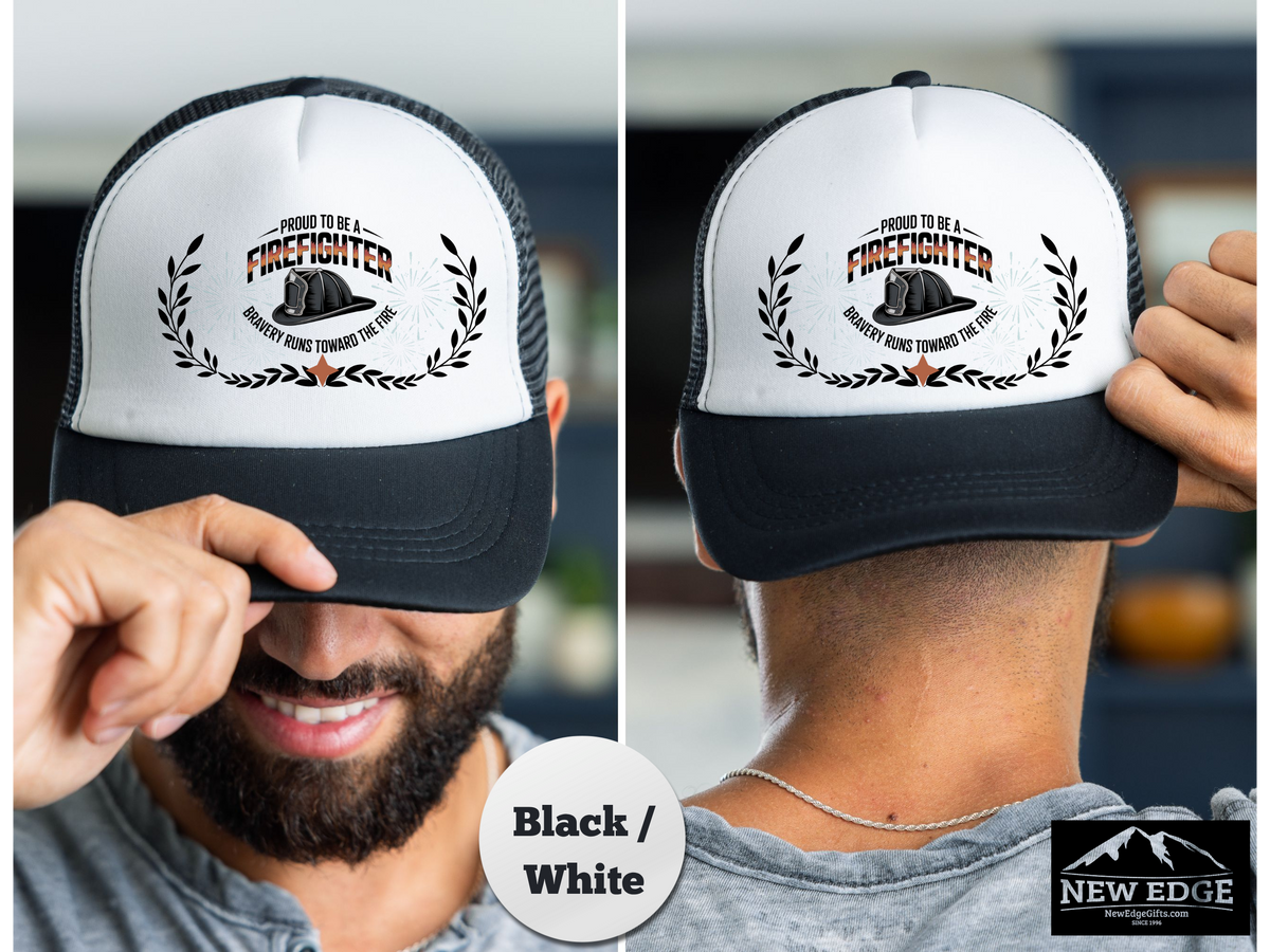 FIREFIGHTER Trucker Hat – Bravery Runs Toward the Fire – Bold Hero Mesh Cap for First Responders & Firemen