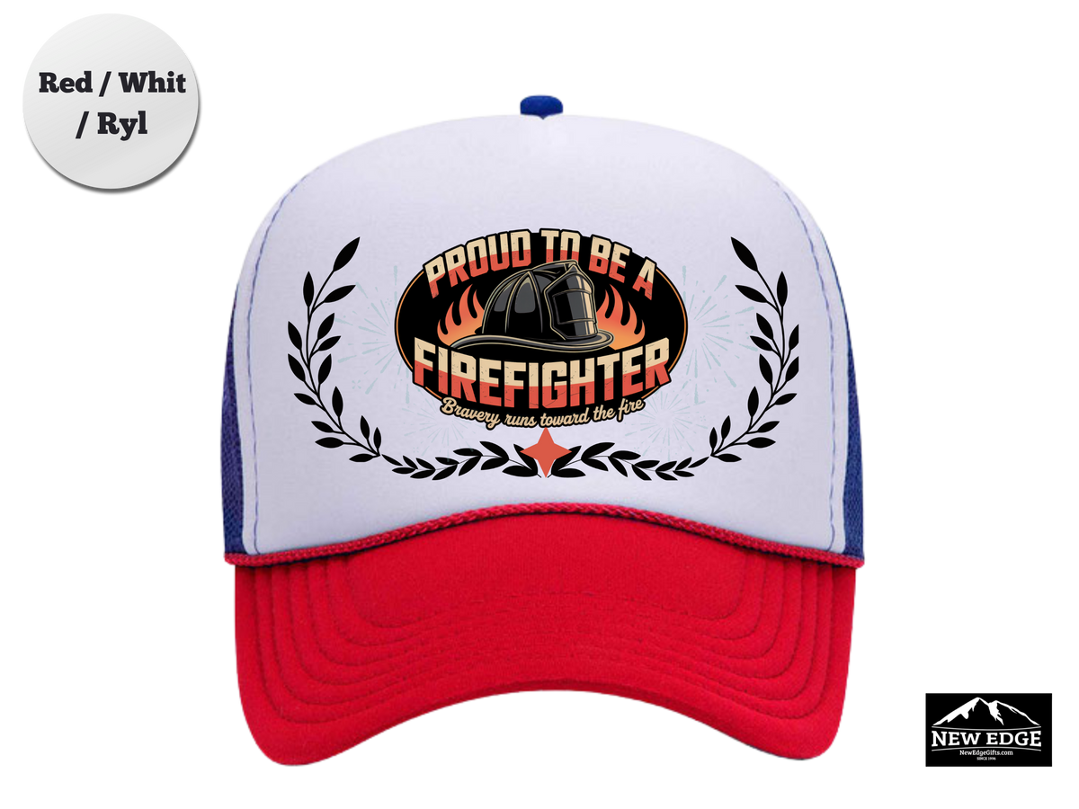 FIREFIGHTER Trucker Hat – Bravery Runs Toward the Fire1 – Bold Mesh Cap for First Responders & Firemen