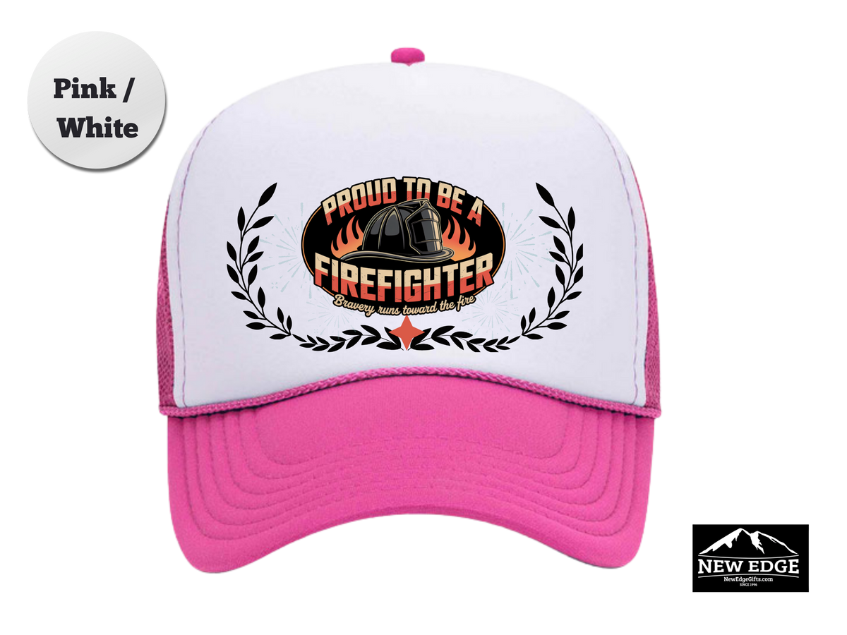 FIREFIGHTER Trucker Hat – Bravery Runs Toward the Fire1 – Bold Mesh Cap for First Responders & Firemen
