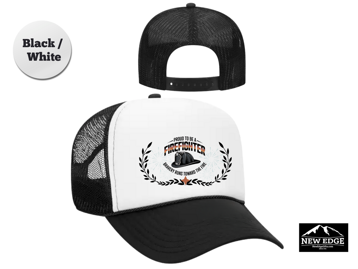 FIREFIGHTER Trucker Hat – Bravery Runs Toward the Fire – Bold Hero Mesh Cap for First Responders & Firemen