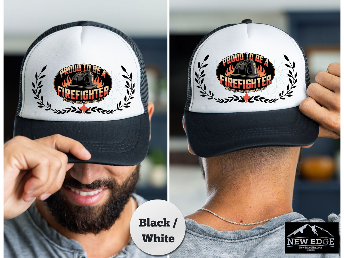 FIREFIGHTER Trucker Hat – Bravery Runs Toward the Fire1 – Bold Mesh Cap for First Responders & Firemen